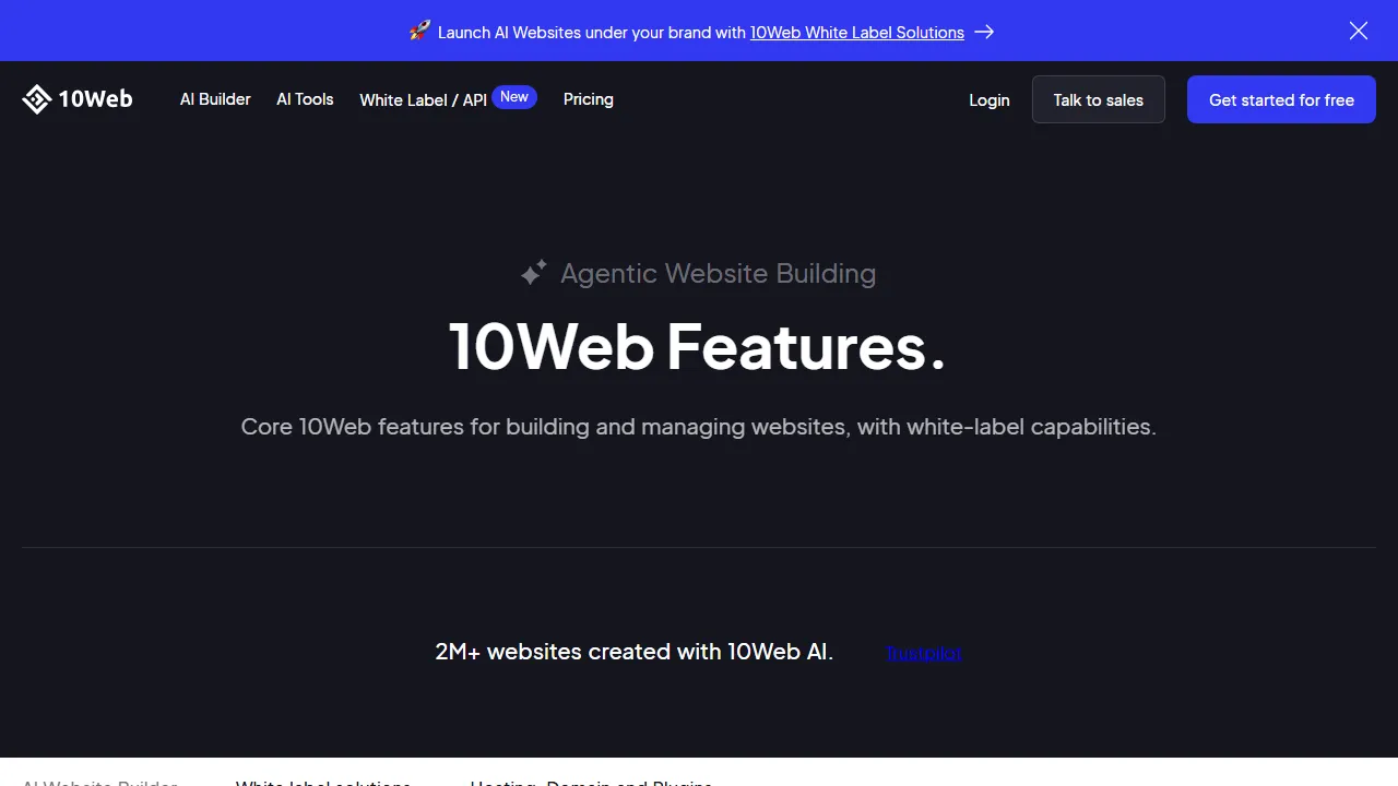 10Web features, no-code AI tool