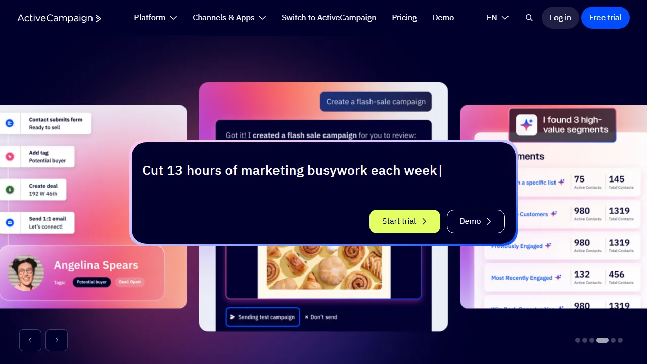 ActiveCampaign AI homepage, marketing & seo AI tool