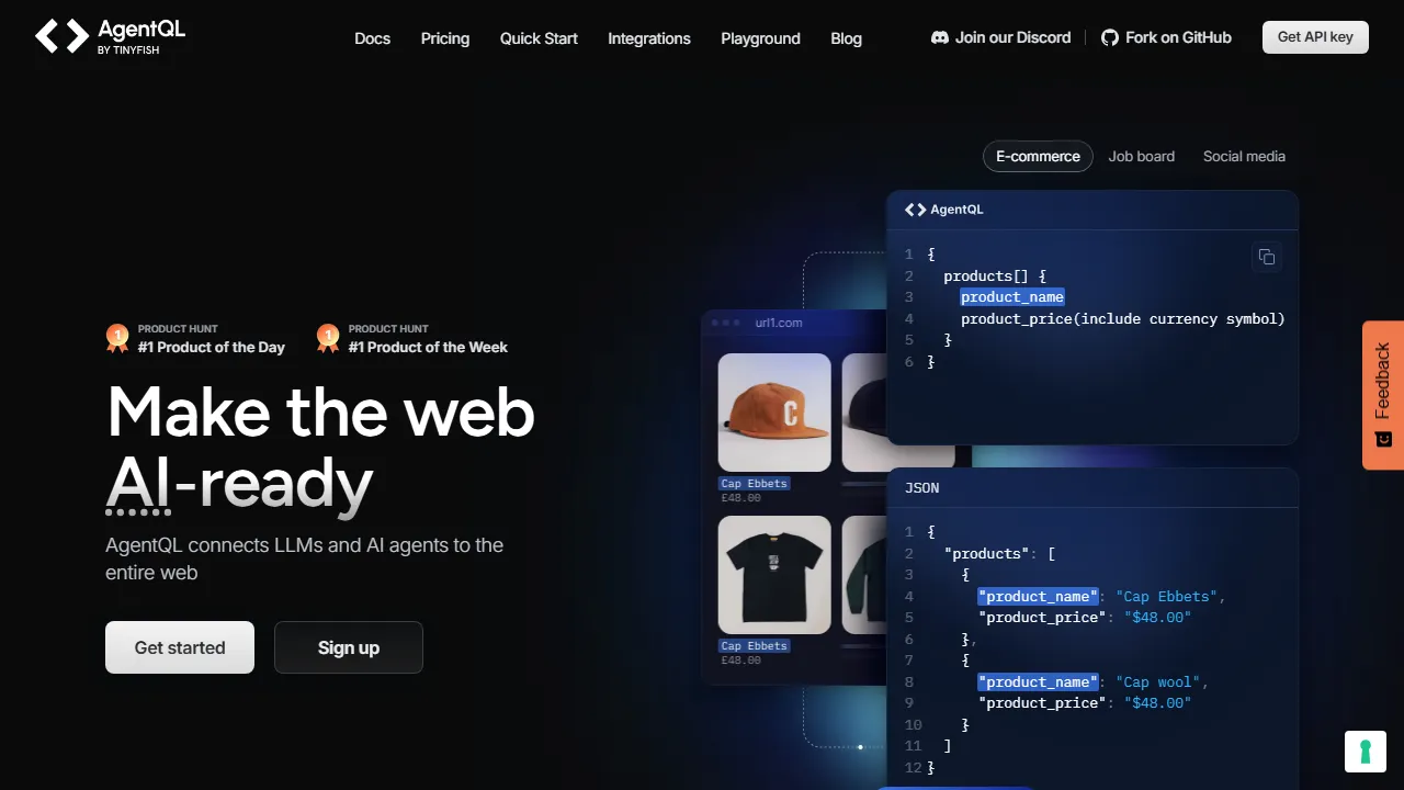 AgentQL homepage, ai agents AI tool