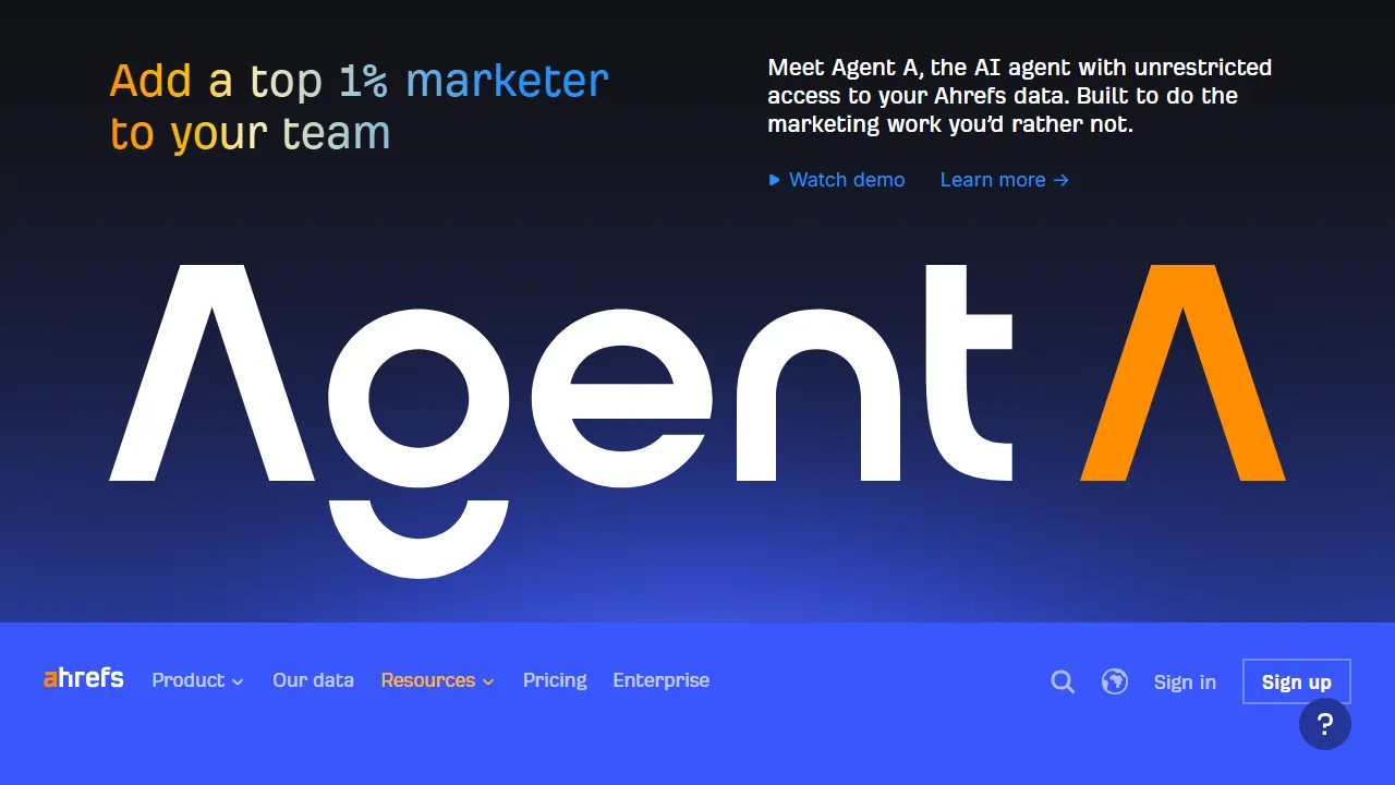 Ahrefs homepage, marketing & seo AI tool