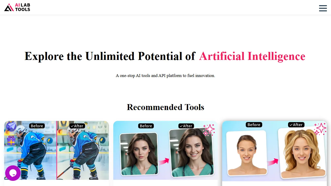 AILab Tools homepage, image AI tool