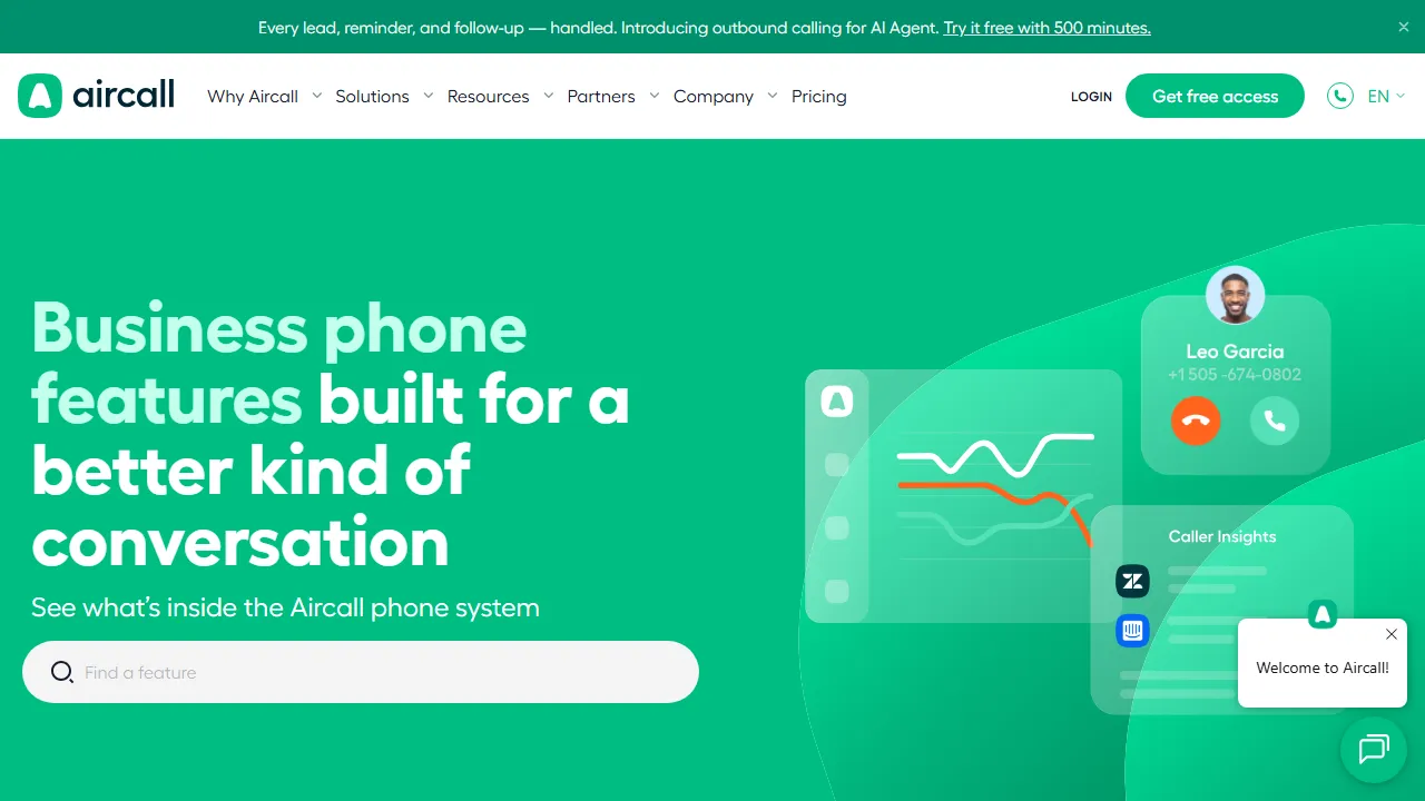 Aircall AI features, customer support & sales AI tool