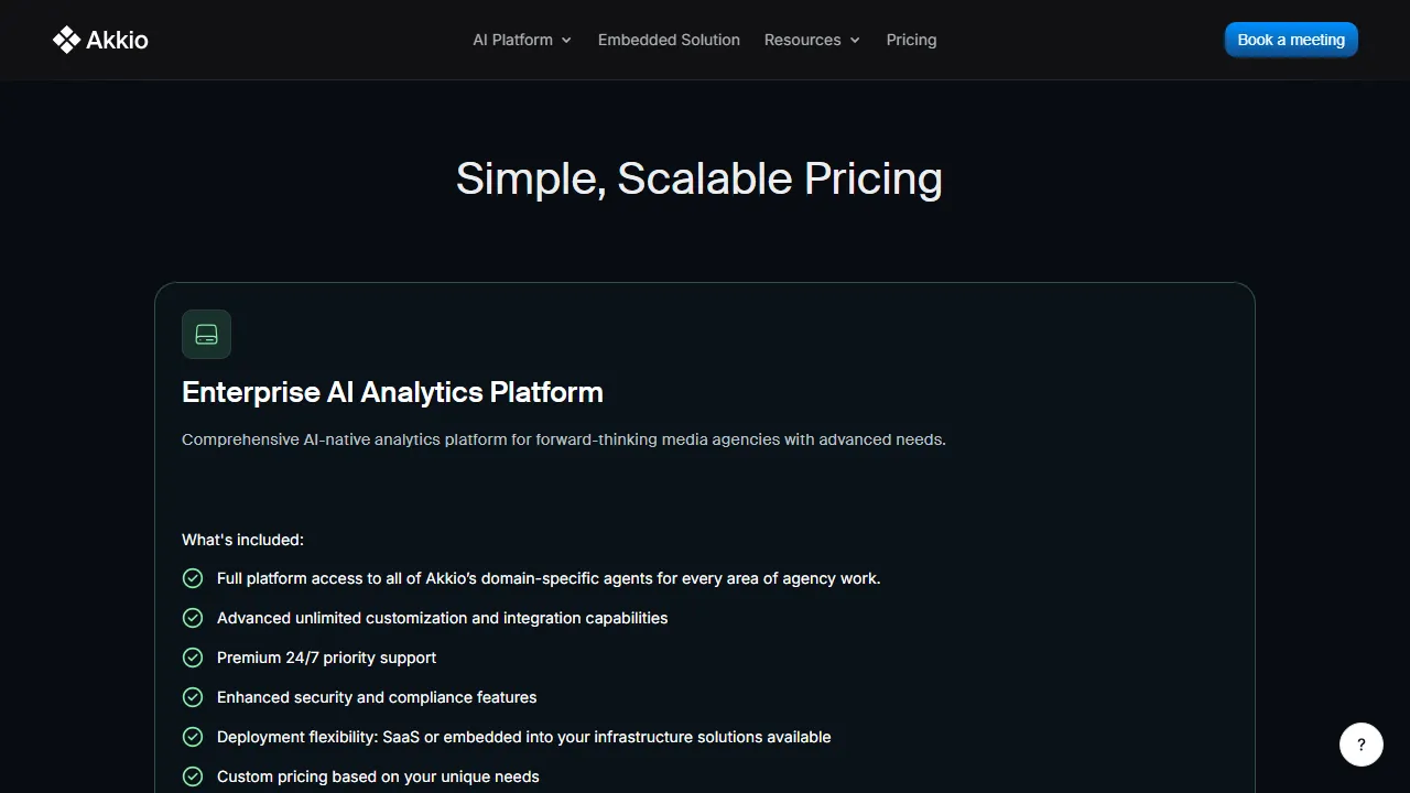 Akkio pricing page: plans and rates