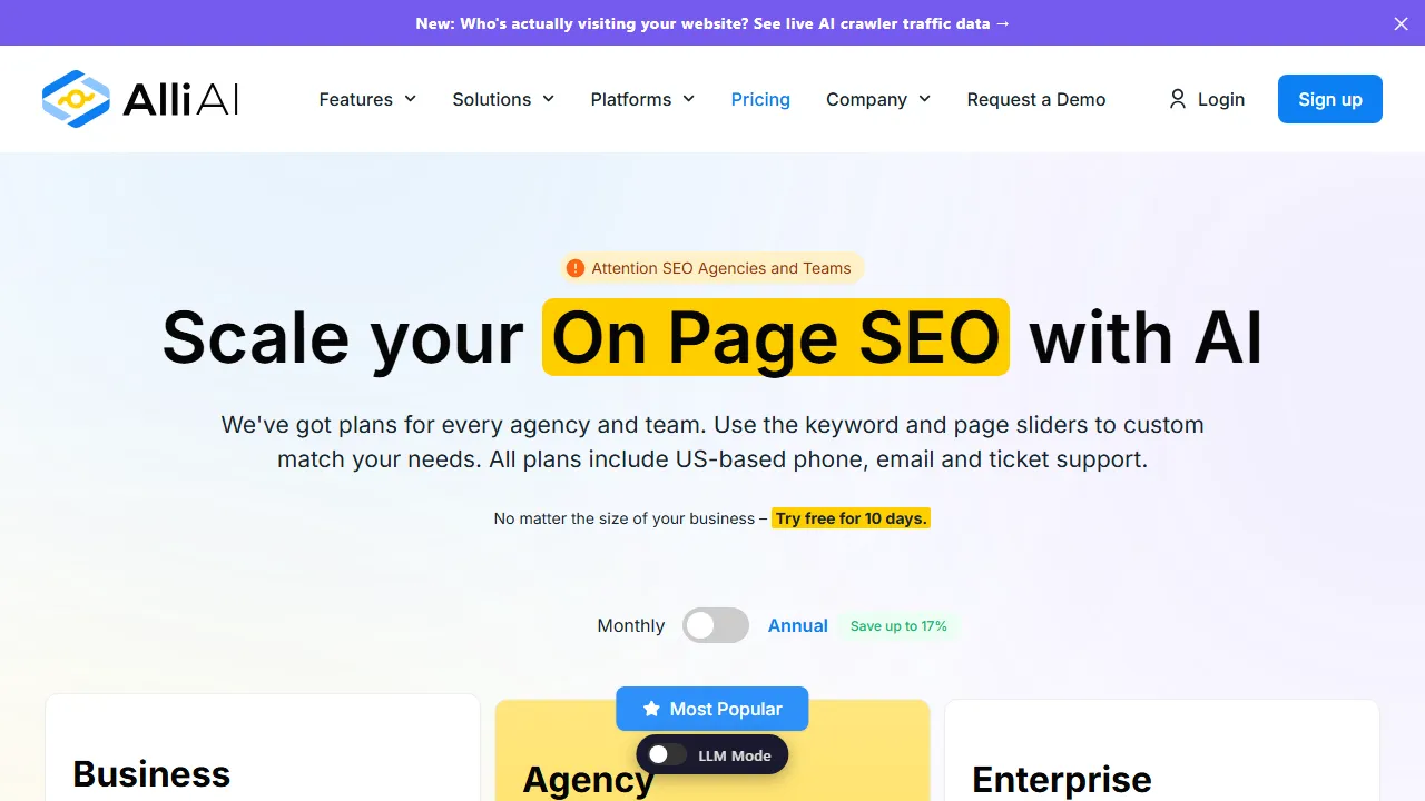 AlliAI pricing page: plans and rates