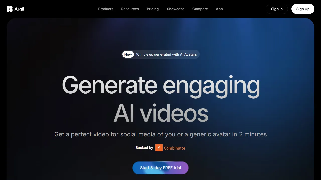 Argil homepage, video AI tool