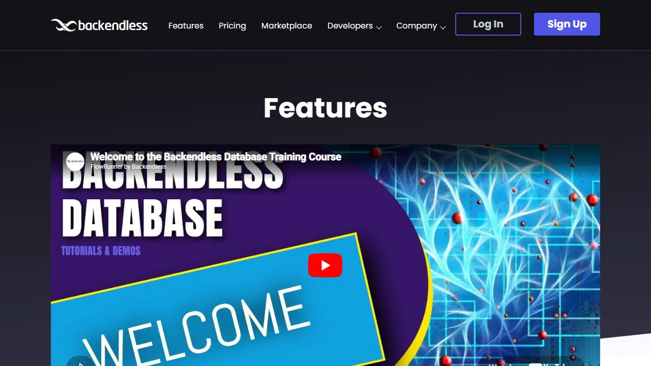 Backendless features, no-code AI tool
