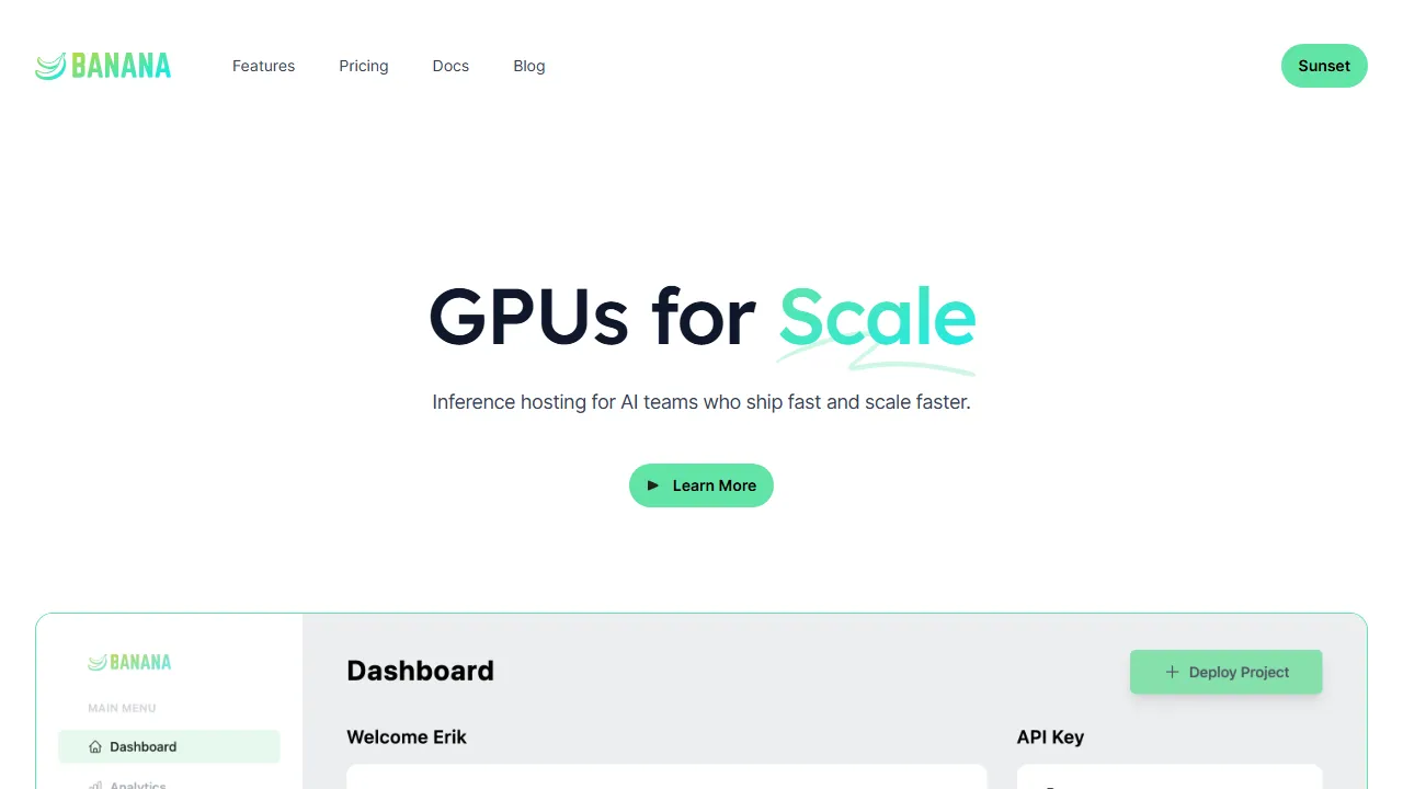 Banana homepage, code AI tool