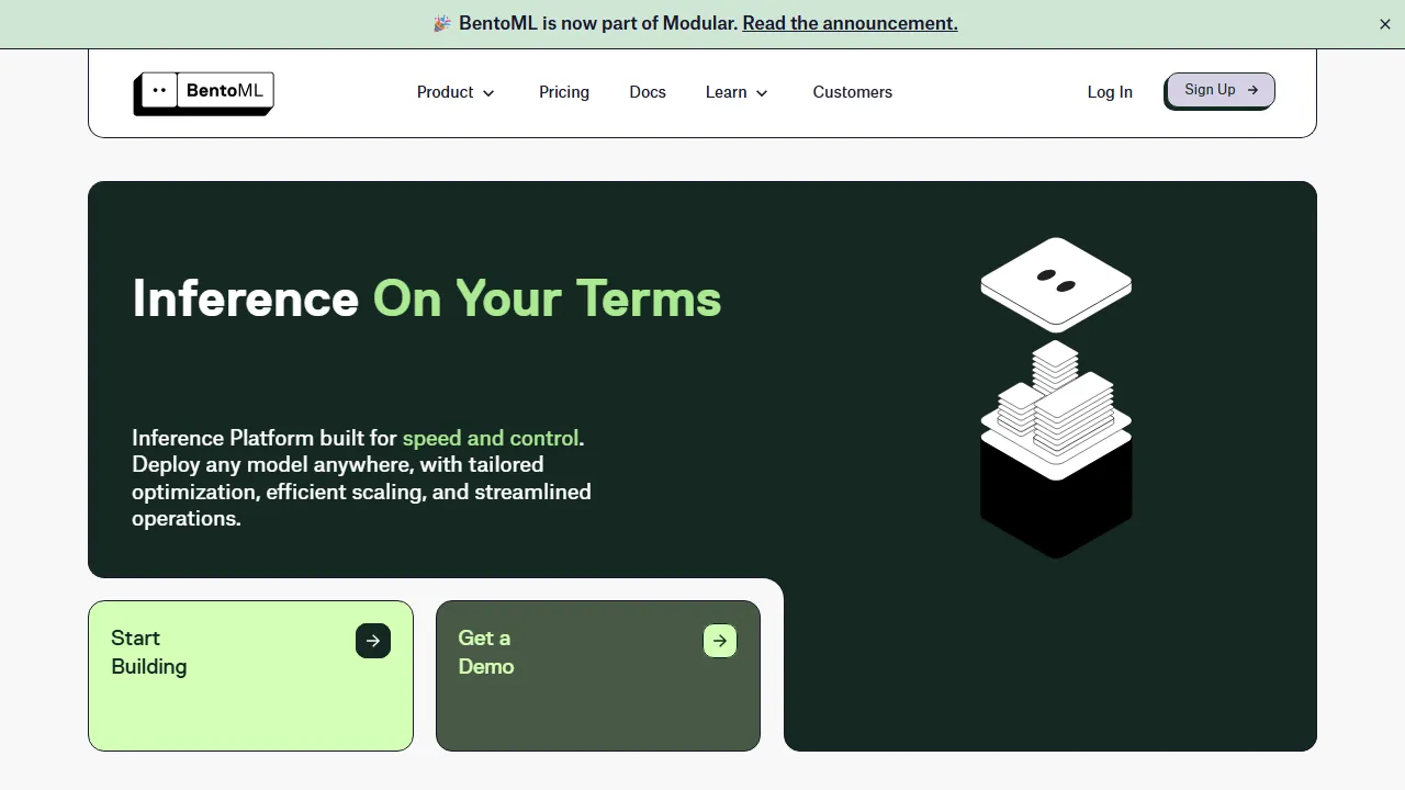 BentoML homepage, code AI tool