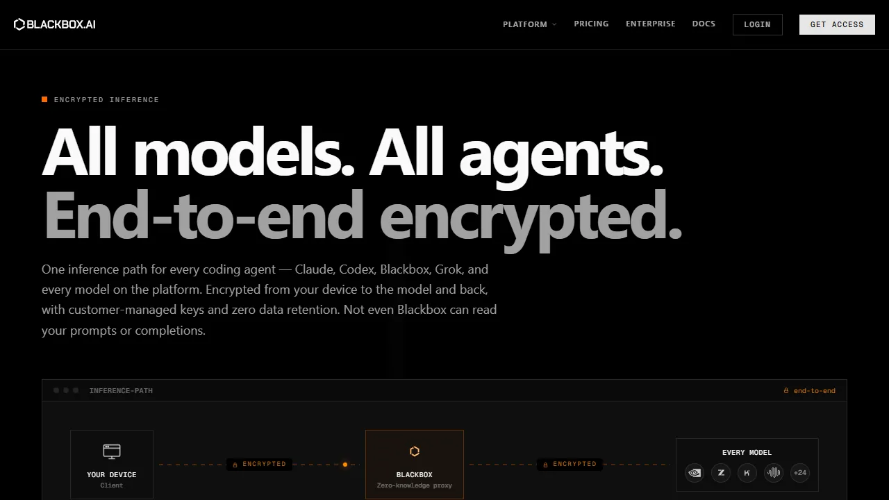 BlackBox AI homepage, code AI tool