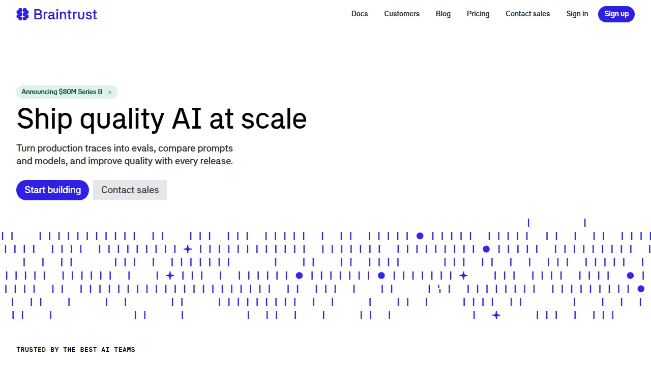 Braintrust homepage, code AI tool