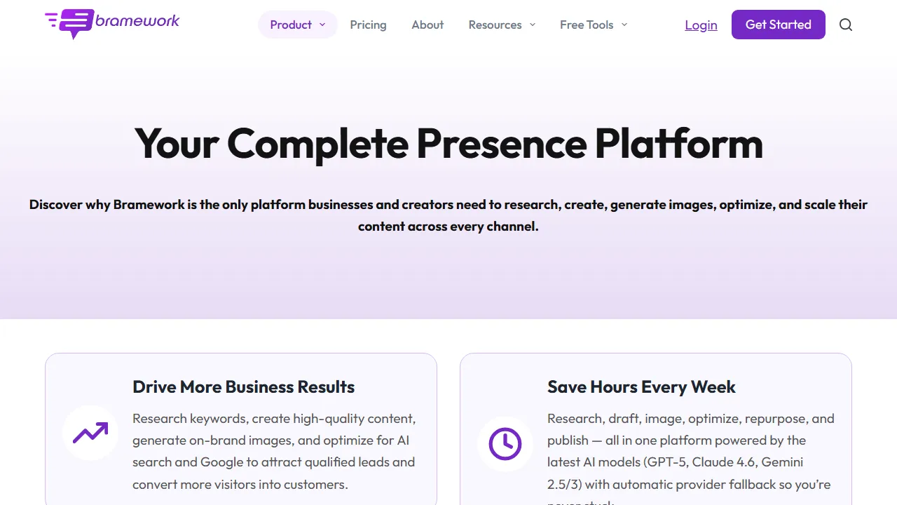 Bramework features, writing AI tool