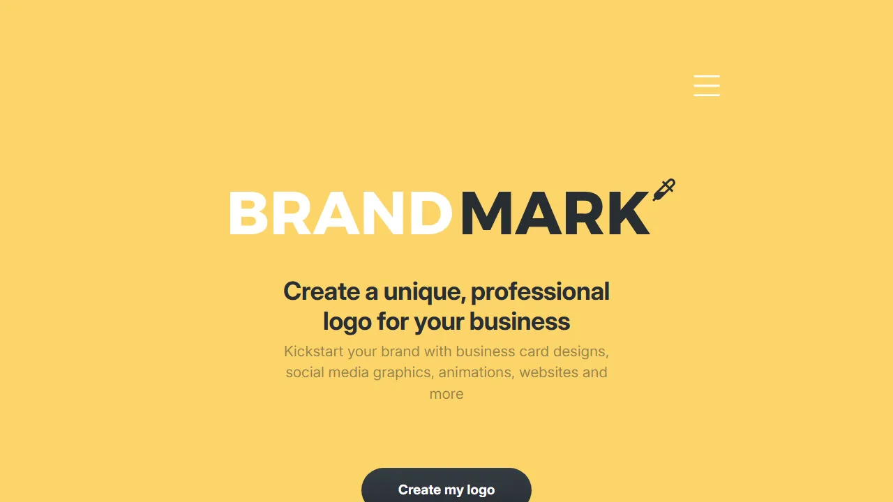 Brandmark homepage, image AI tool