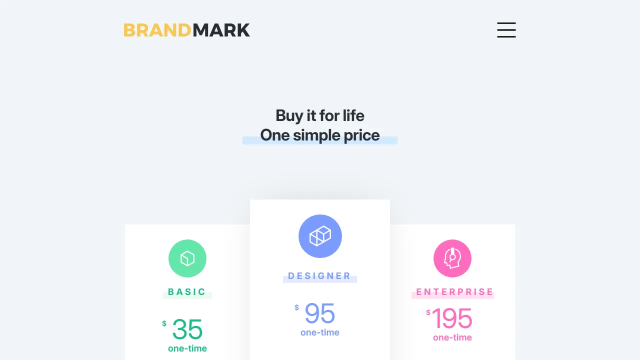 Brandmark pricing page: plans and rates