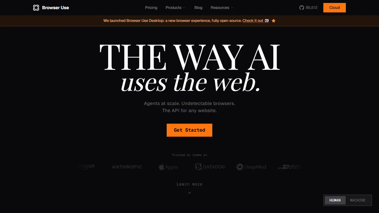 Browser Use homepage, ai agents AI tool