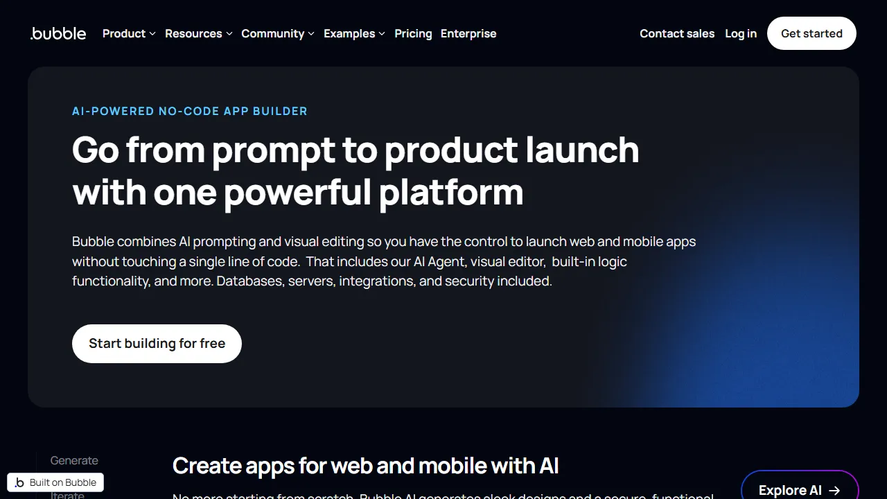 Bubble features, no-code AI tool