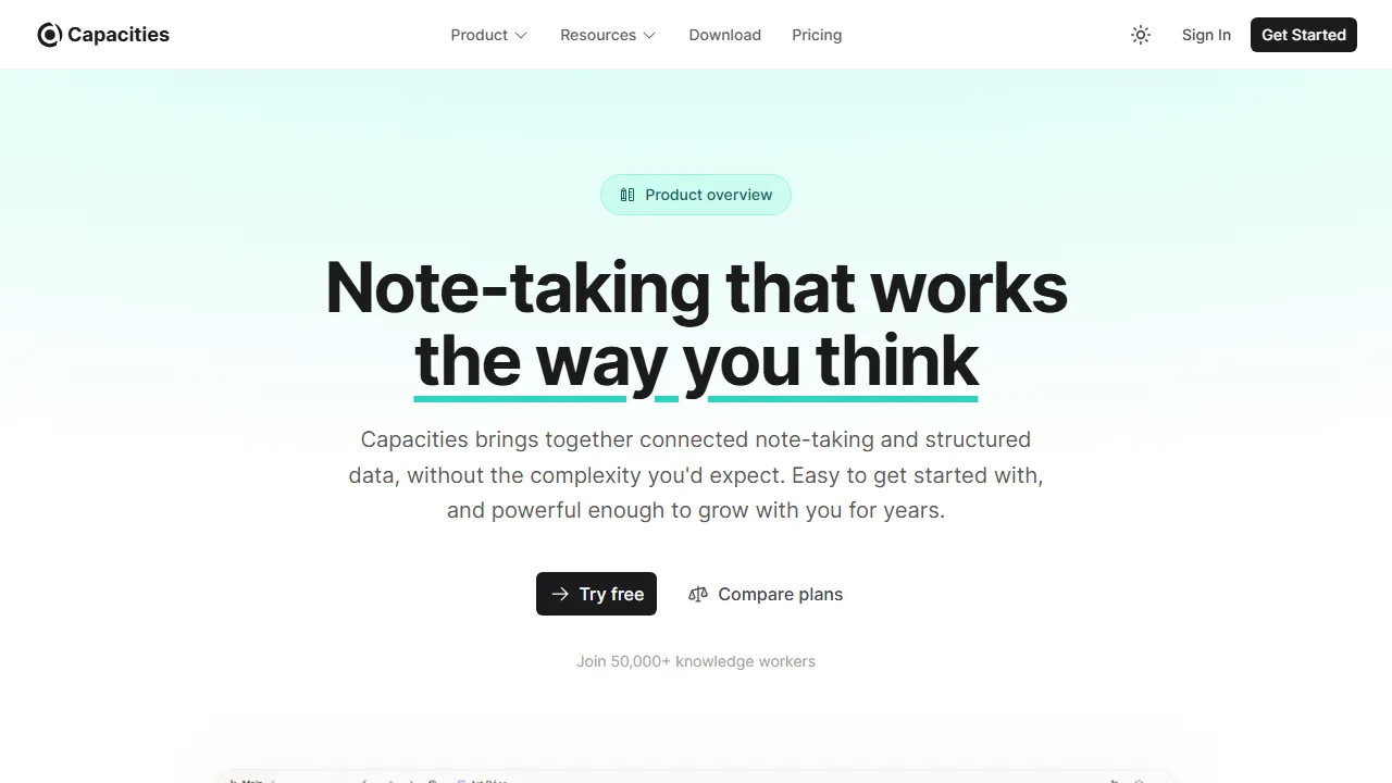 Capacities features, productivity AI tool