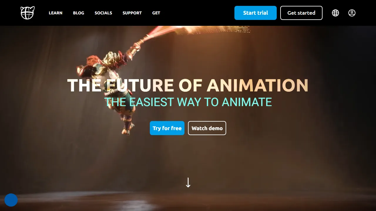 Cascadeur homepage, 3d & modeling AI tool