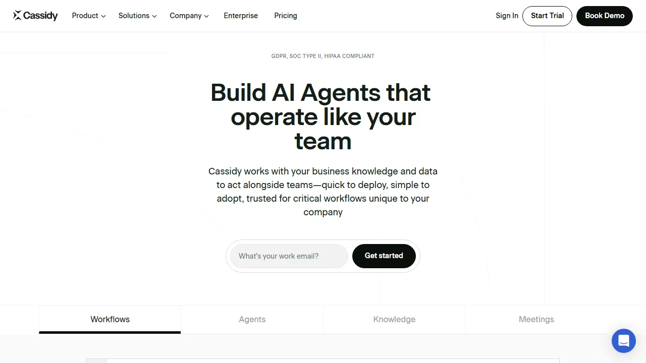 Cassidy homepage, ai agents AI tool