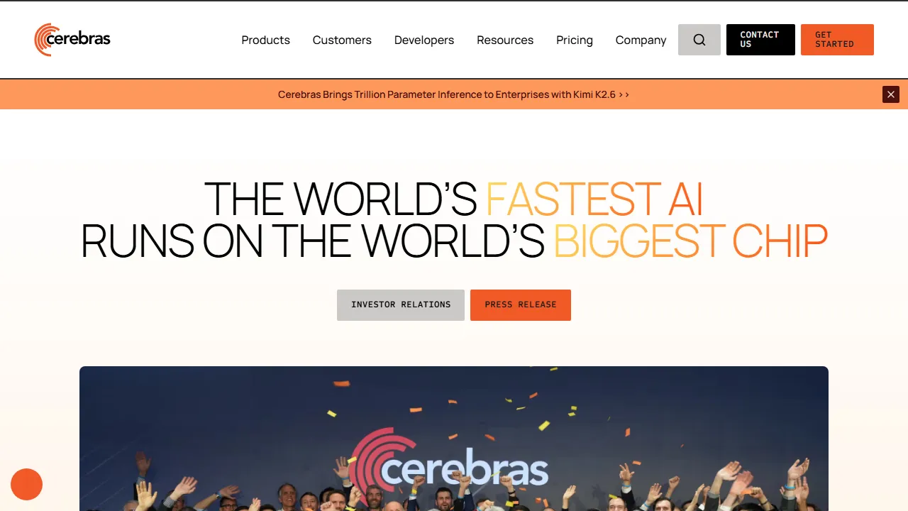 Cerebras homepage, code AI tool
