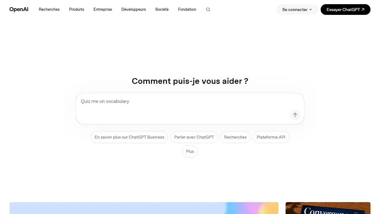 ChatGPT homepage, chat & models AI tool
