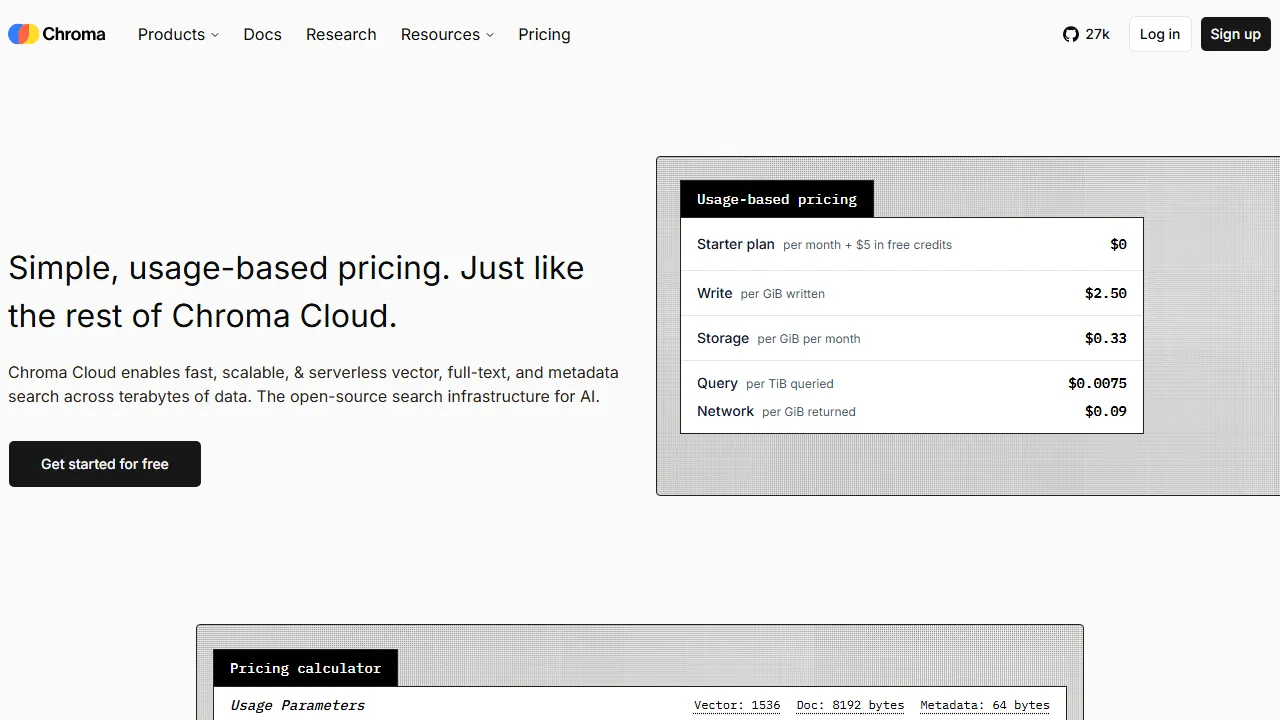 Chroma pricing page: plans and rates