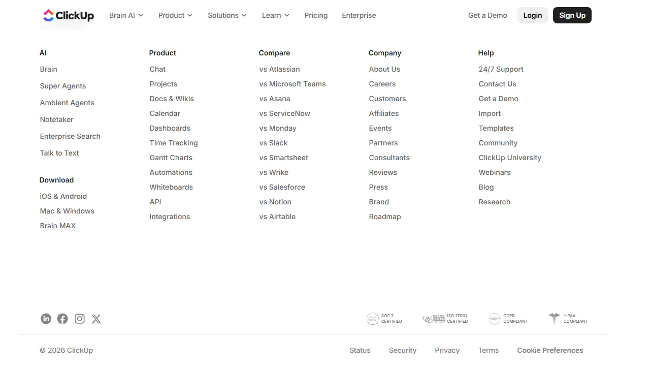ClickUp AI homepage, productivity AI tool