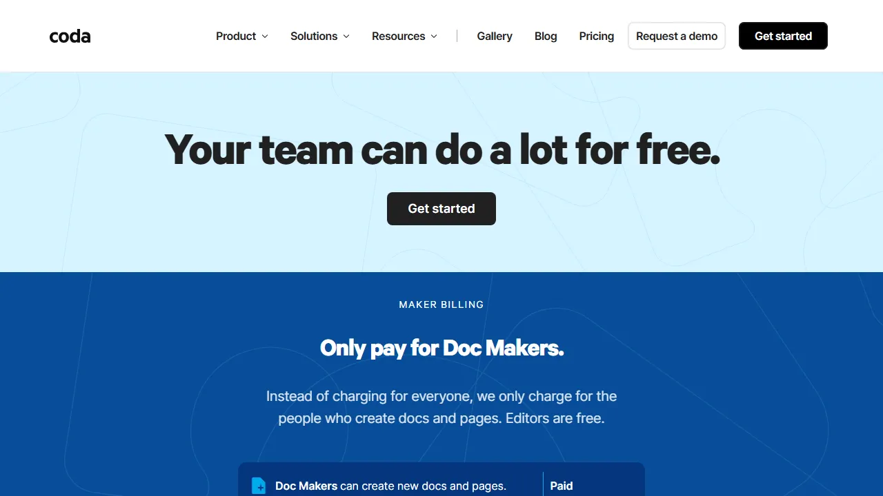 Coda AI pricing page: plans and rates