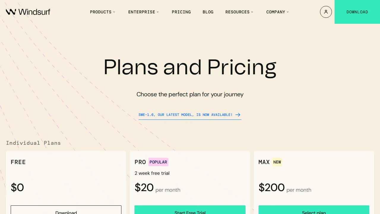 Codeium pricing page: plans and rates
