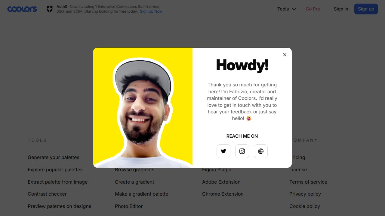 Coloors AI features, image AI tool