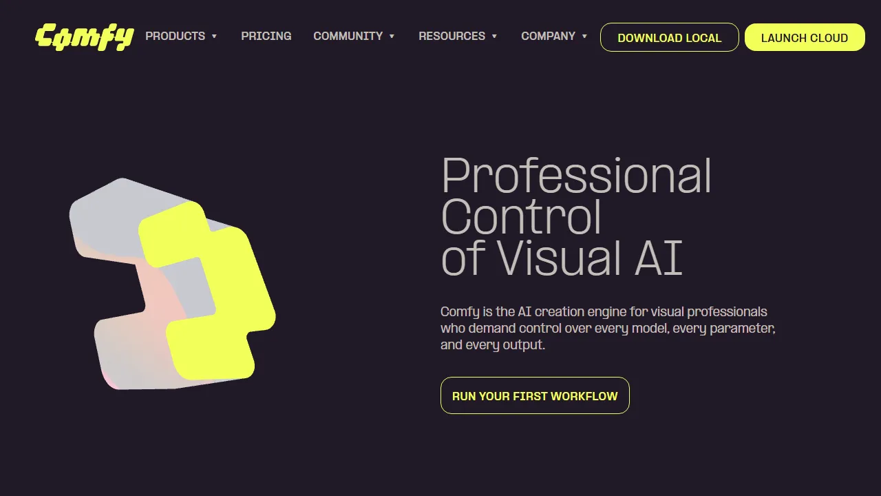 ComfyUI homepage, image AI tool