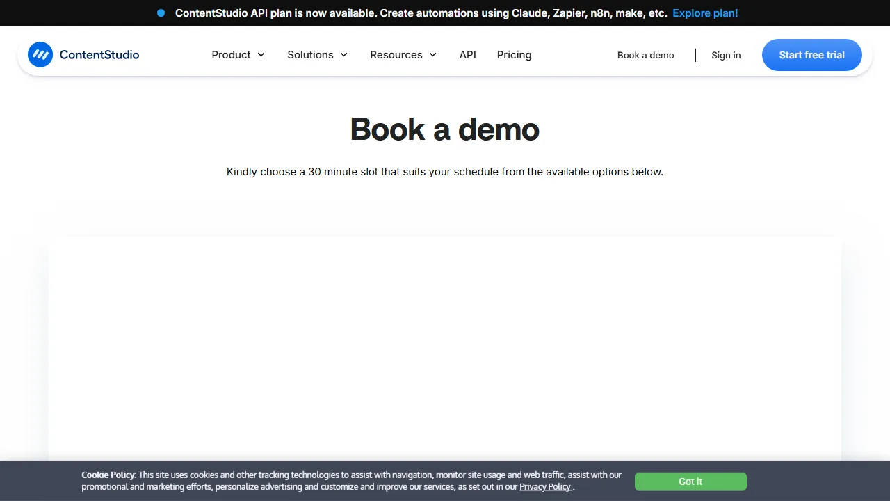 ContentStudio pricing page: plans and rates