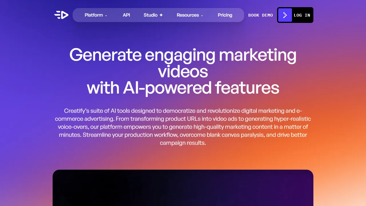 Creatify features, video AI tool