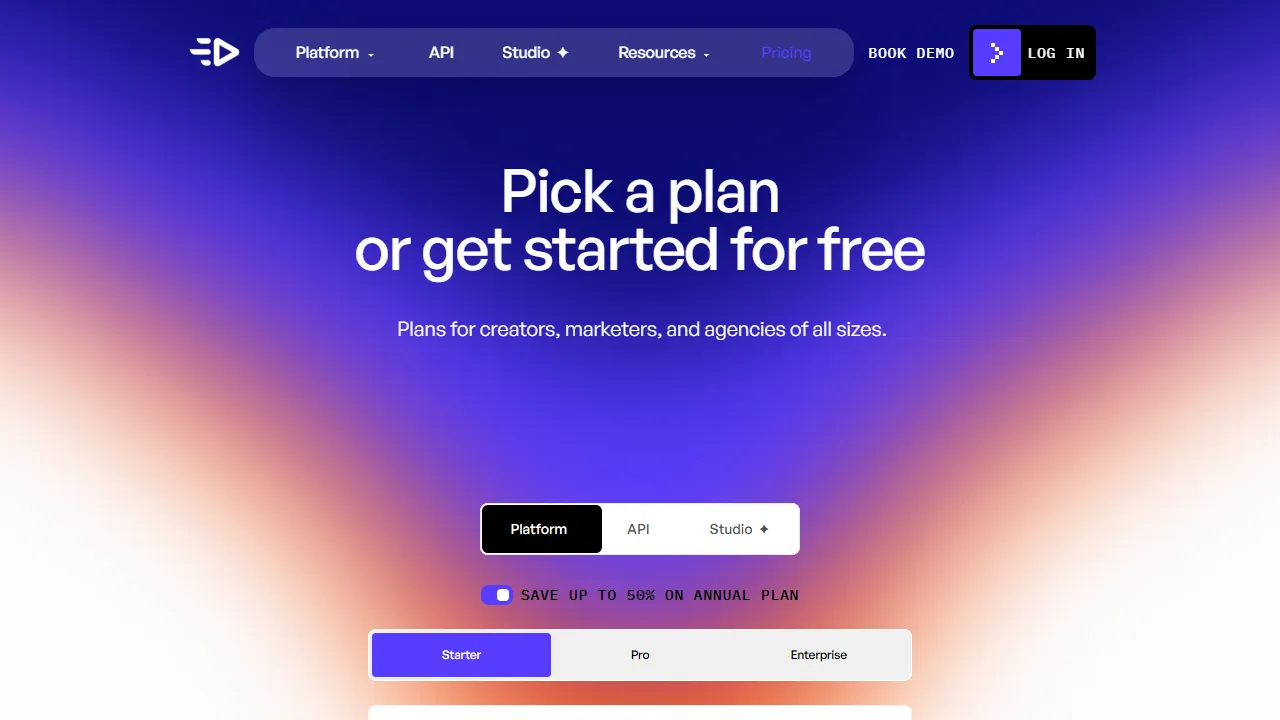 Creatify pricing page: plans and rates