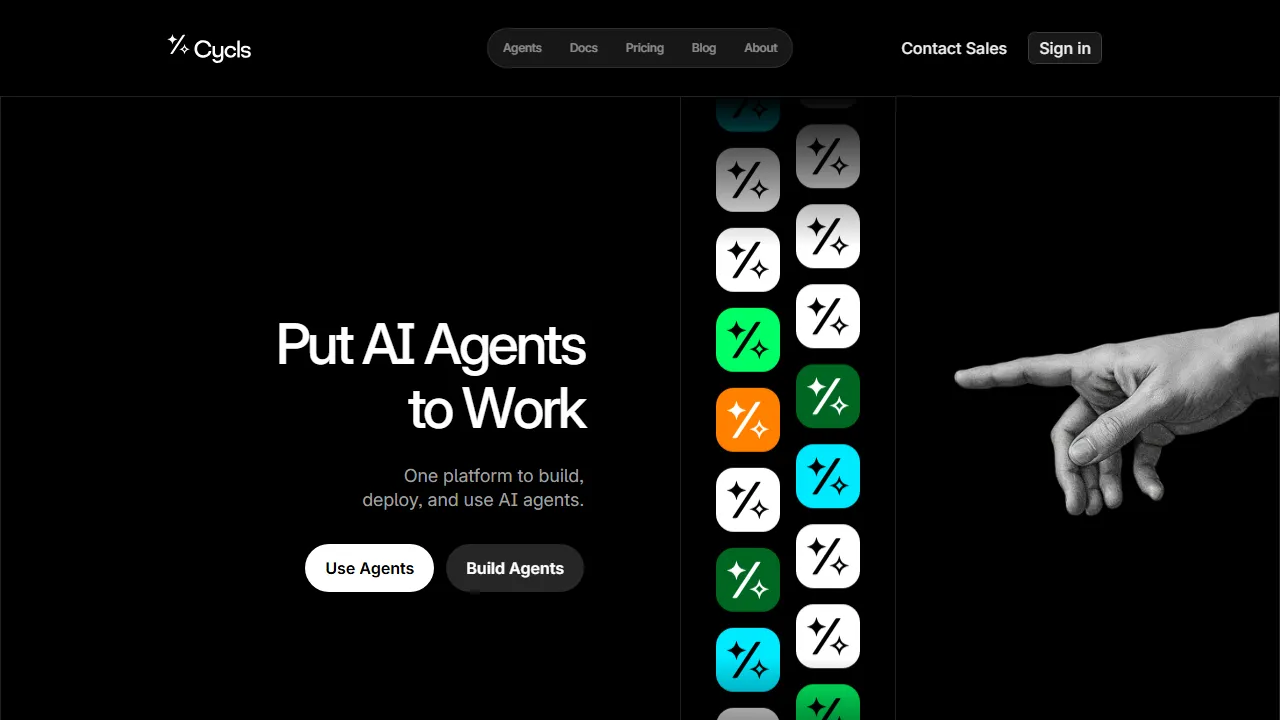 Cycls homepage, automation AI tool