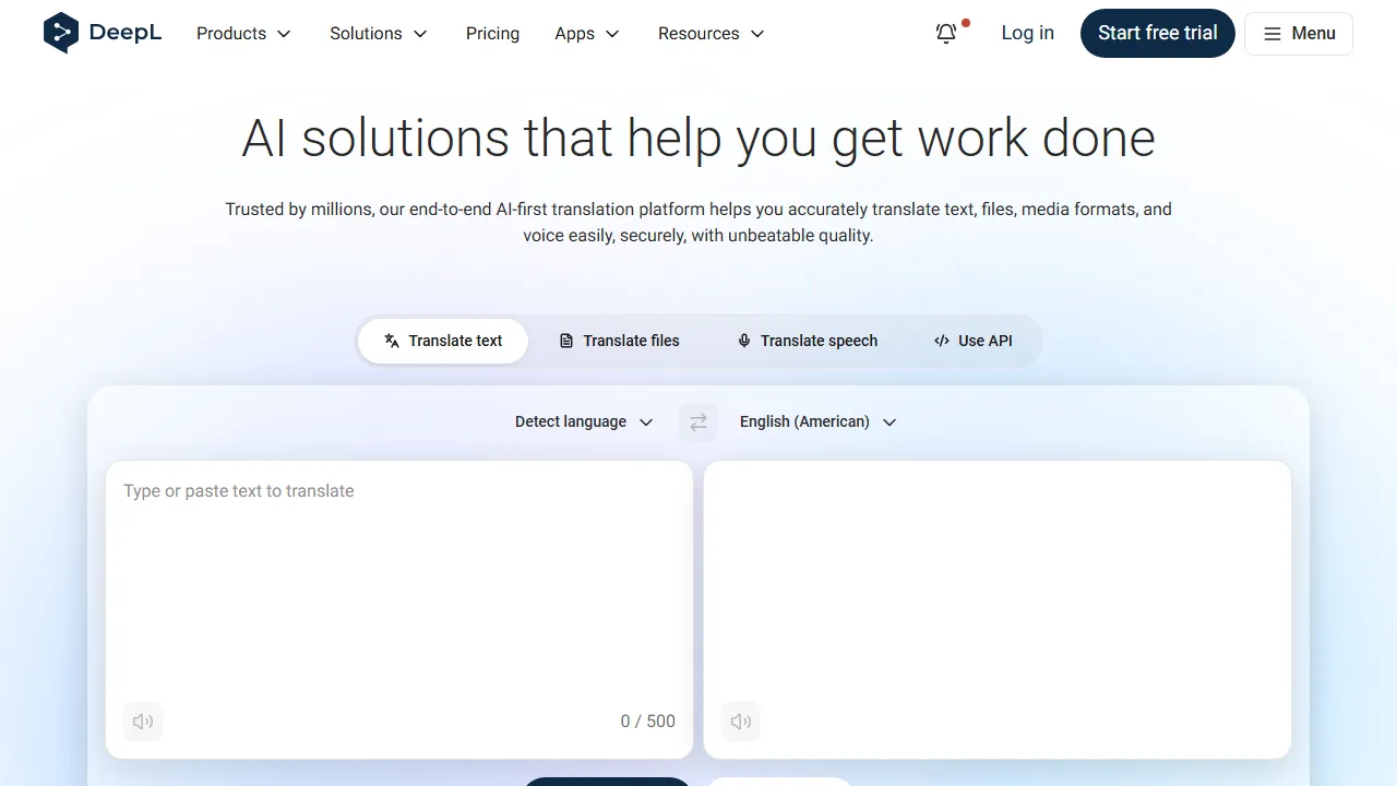 DeepL Write homepage, writing AI tool