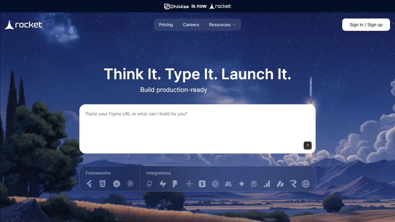 DhiWise homepage, code AI tool