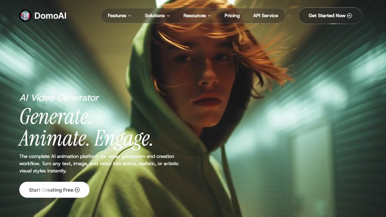 Domo AI homepage, video AI tool