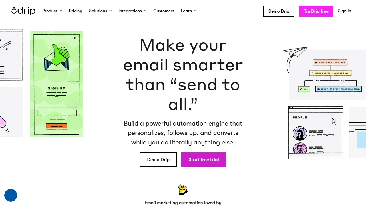 Drip AI homepage, marketing & seo AI tool