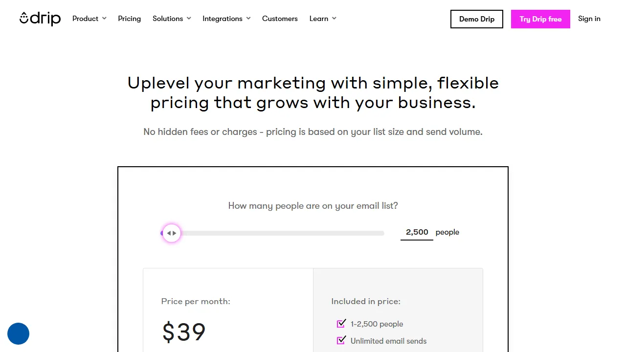 Drip AI pricing page: plans and rates