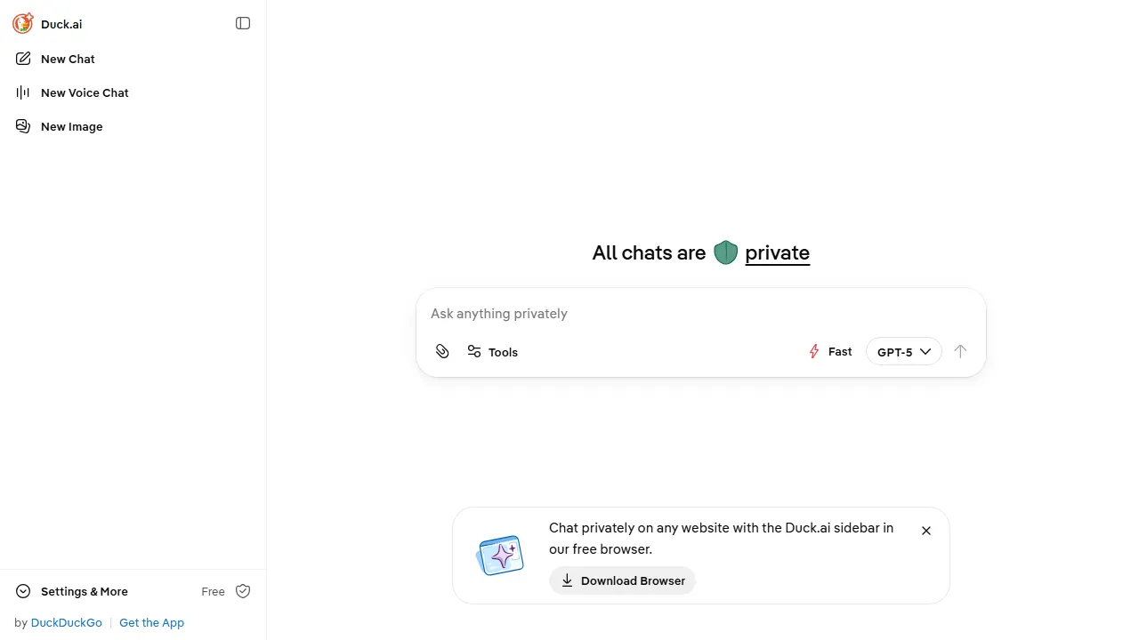 DuckDuckGo AI Chat pricing page: plans and rates