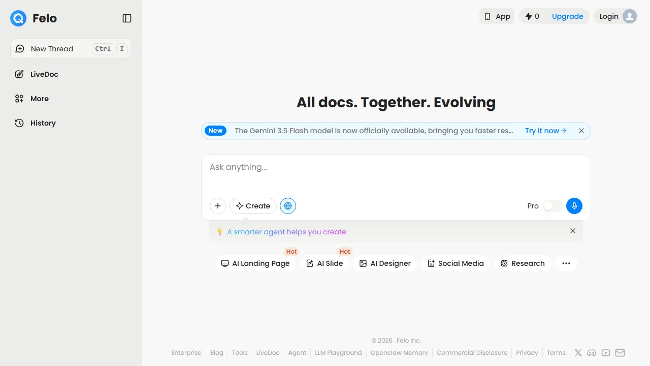 Felo homepage, search AI tool