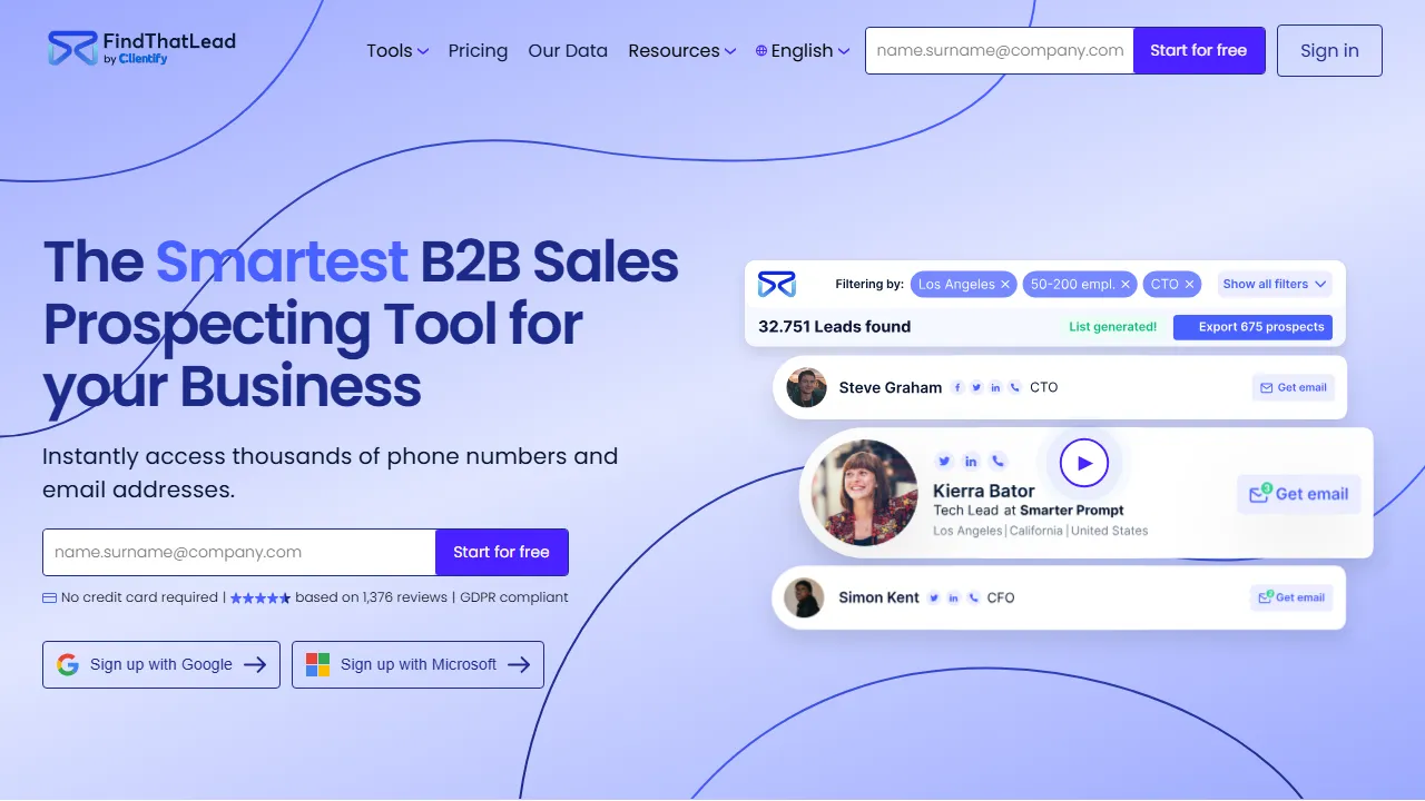 Findthatlead homepage, marketing & seo AI tool