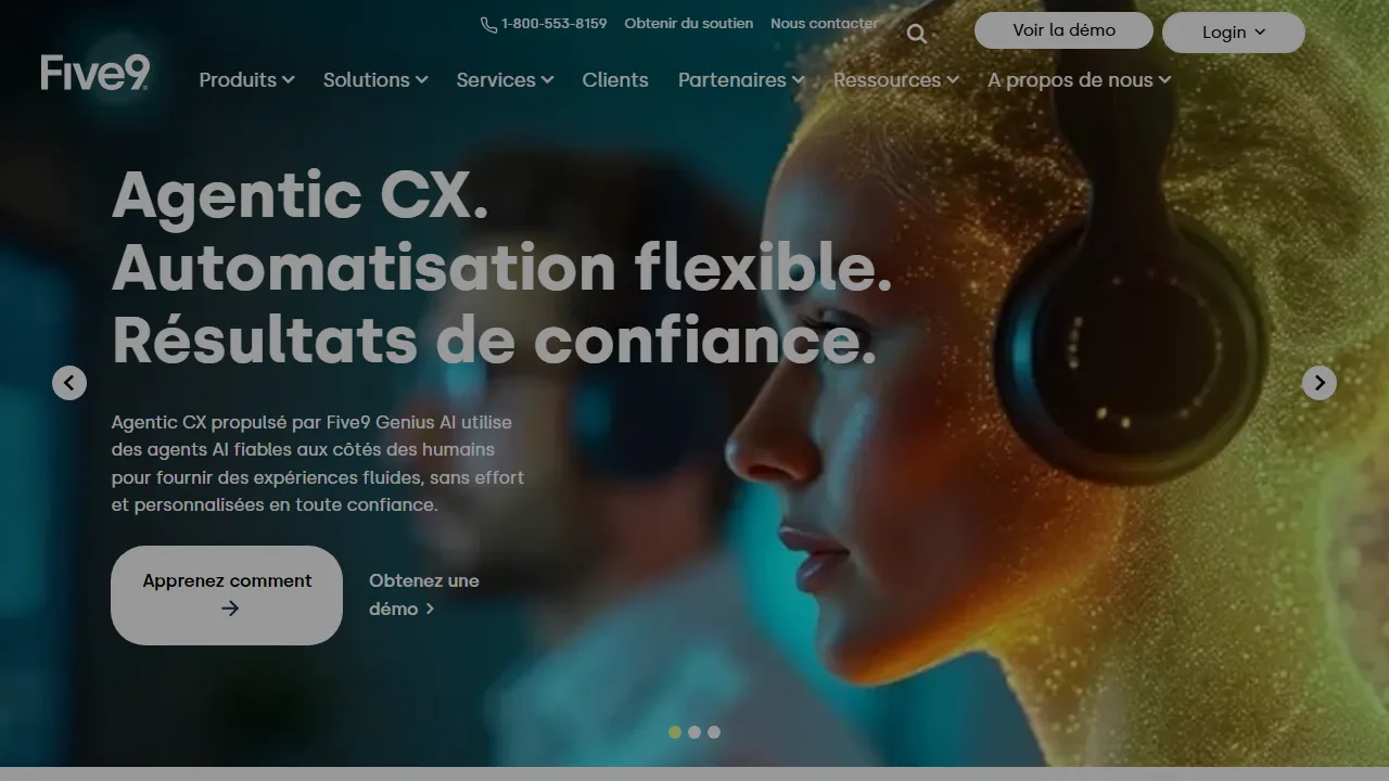 Five9 IVA homepage, customer support & sales AI tool