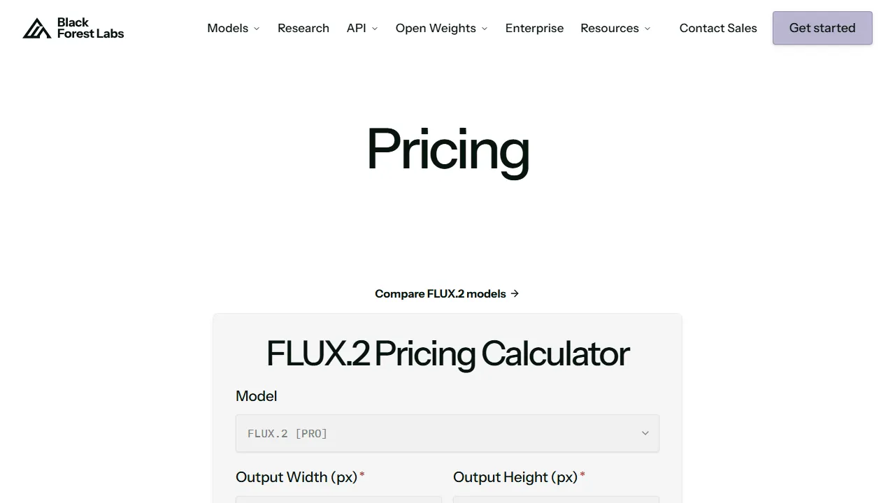 Flux pricing page: plans and rates