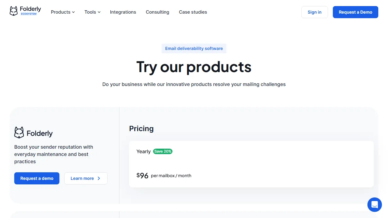 Folderly pricing page: plans and rates
