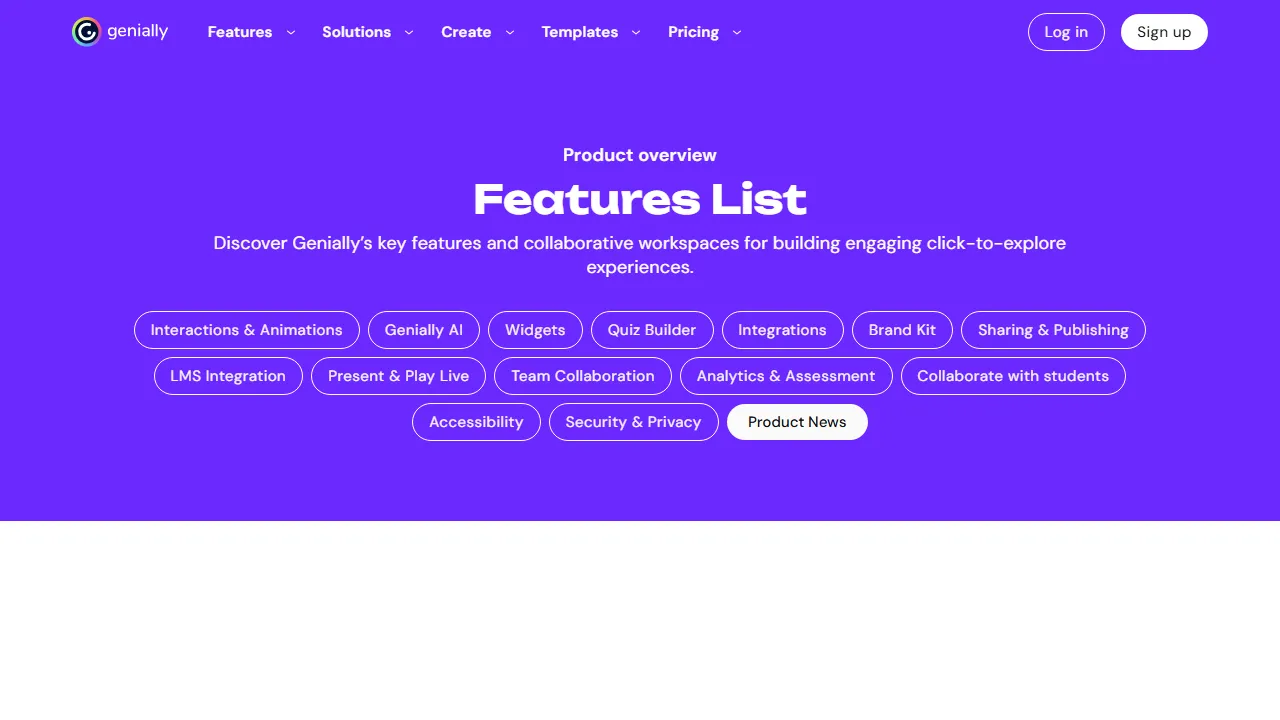 Genially AI features, presentation AI tool
