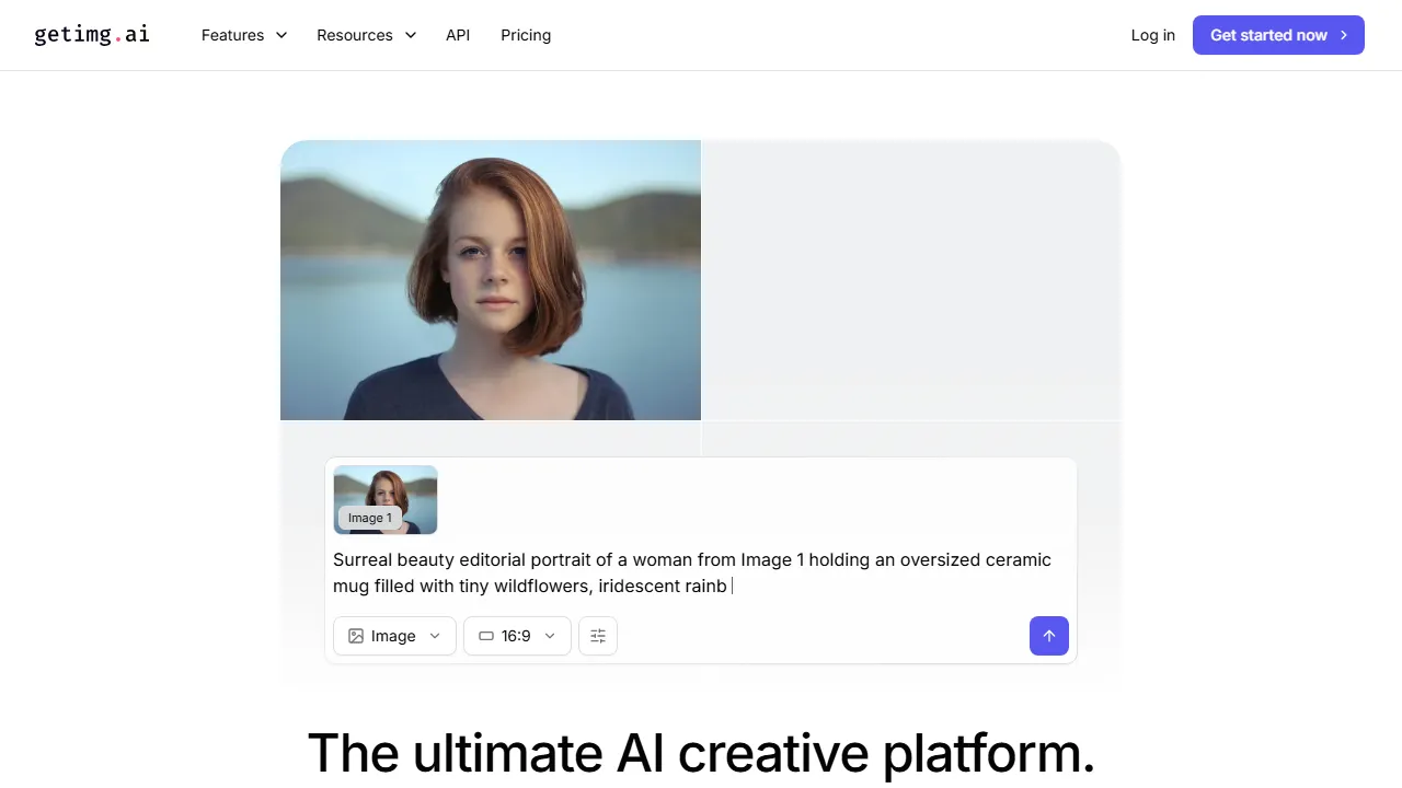 Getimg AI homepage, image AI tool