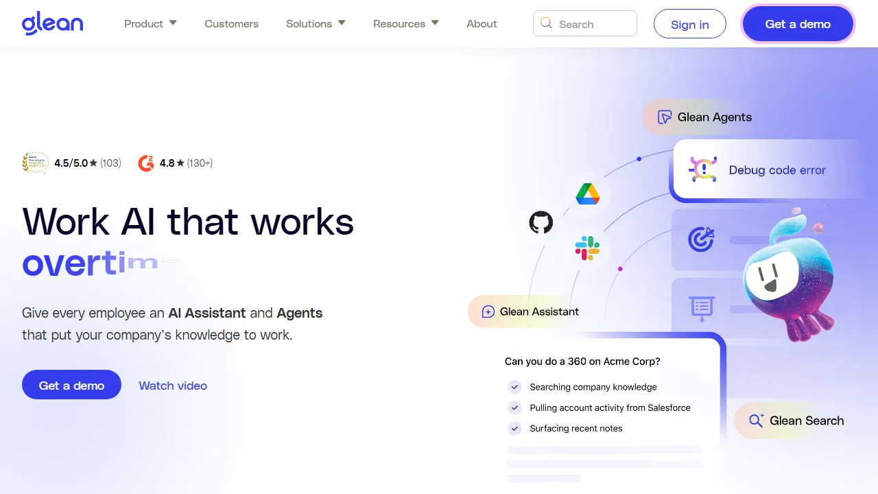 Glean pricing page: plans and rates