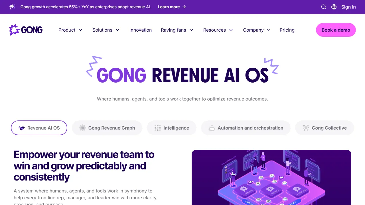 Gong features, customer support & sales AI tool