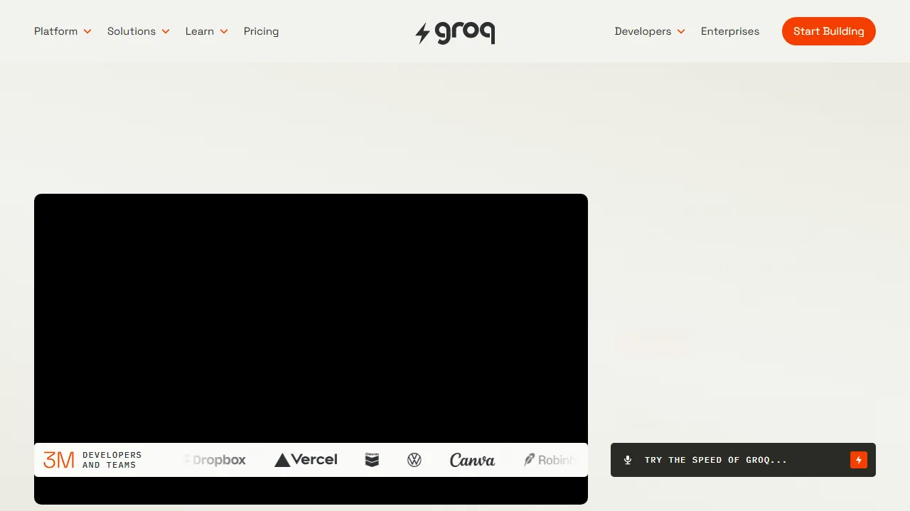 Groq homepage, chat & models AI tool
